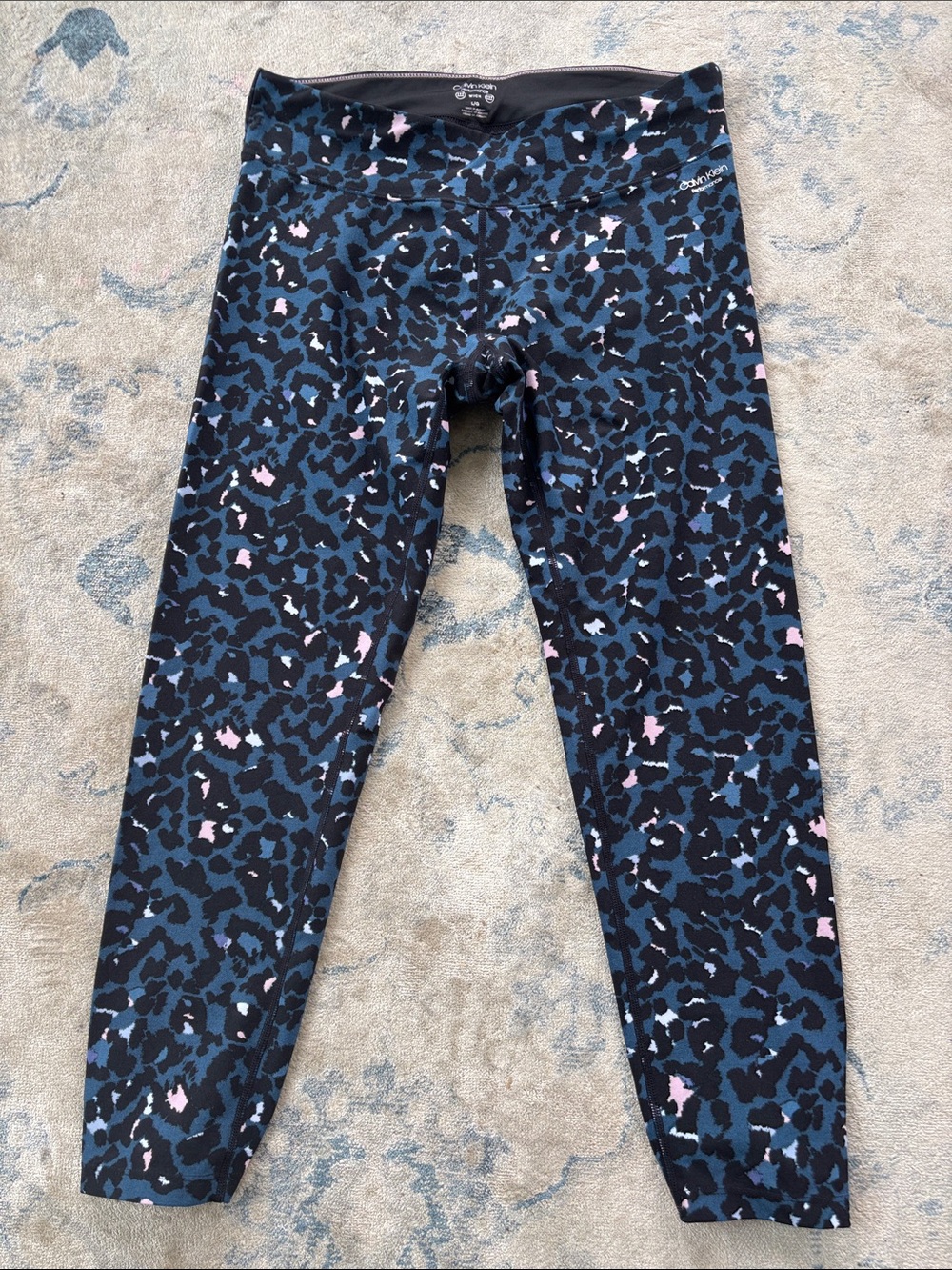 Champion Kids Navy Blue Leopard Print Leggings with Pink Accents
